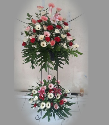 STPC-01 - Standing FLower Mawar Merah, Lily Pink - Gerbera Puih - Gerbera Pink - Pikok - 700rb